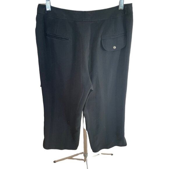 Larry Levine Black Textured Cropped Wide Legged Pants Sz 8 - Picture 2 of 11